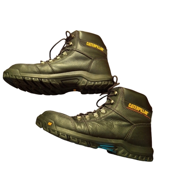 Caterpillar Outline Steel Toe P90800 Black Lace-up Work Boots Men Size 13 Wide